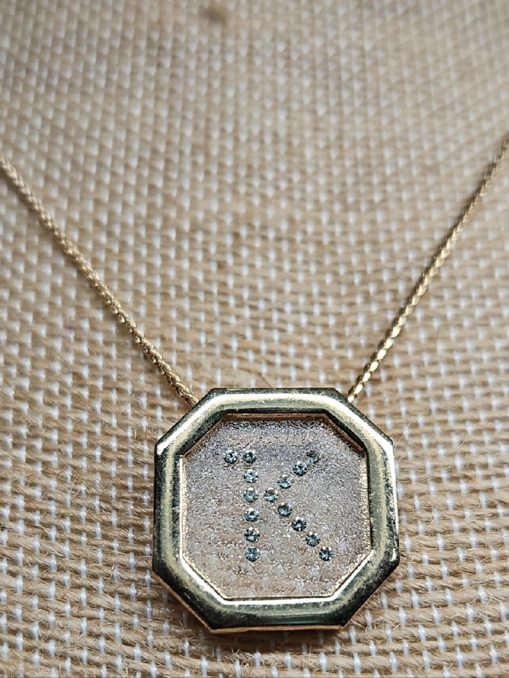 Avon Gold Octagon Initial K Pendant Necklace